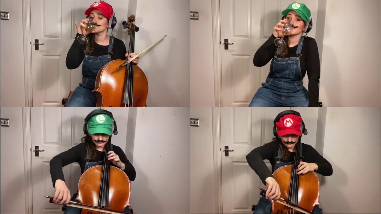 Super Mario Bros for 3 Cellos... and egg shaker...