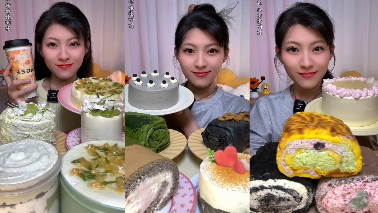 Chocolate Crepe&Chocolate PearlsCAKE 🎂 & DessertASMR/EatingShow Challenge#cake #mochi #asmr #dessert