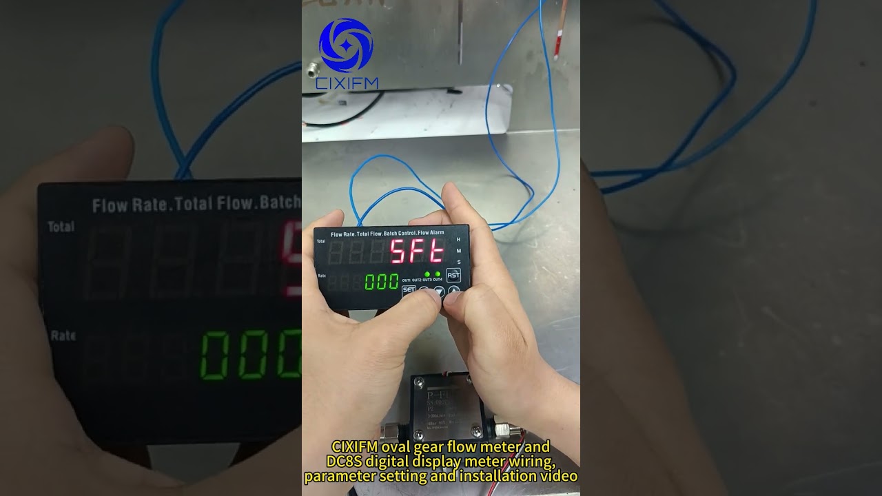 CIXIFM oval gear flow meter and DC8S digital display meter wiring, parameter setting installation