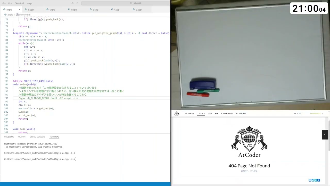 【AtCoder】デンソークリエイトプログラミングコンテスト2026（AtCoder Beginner Contest 443） 実況【爆速 upsolve あり】