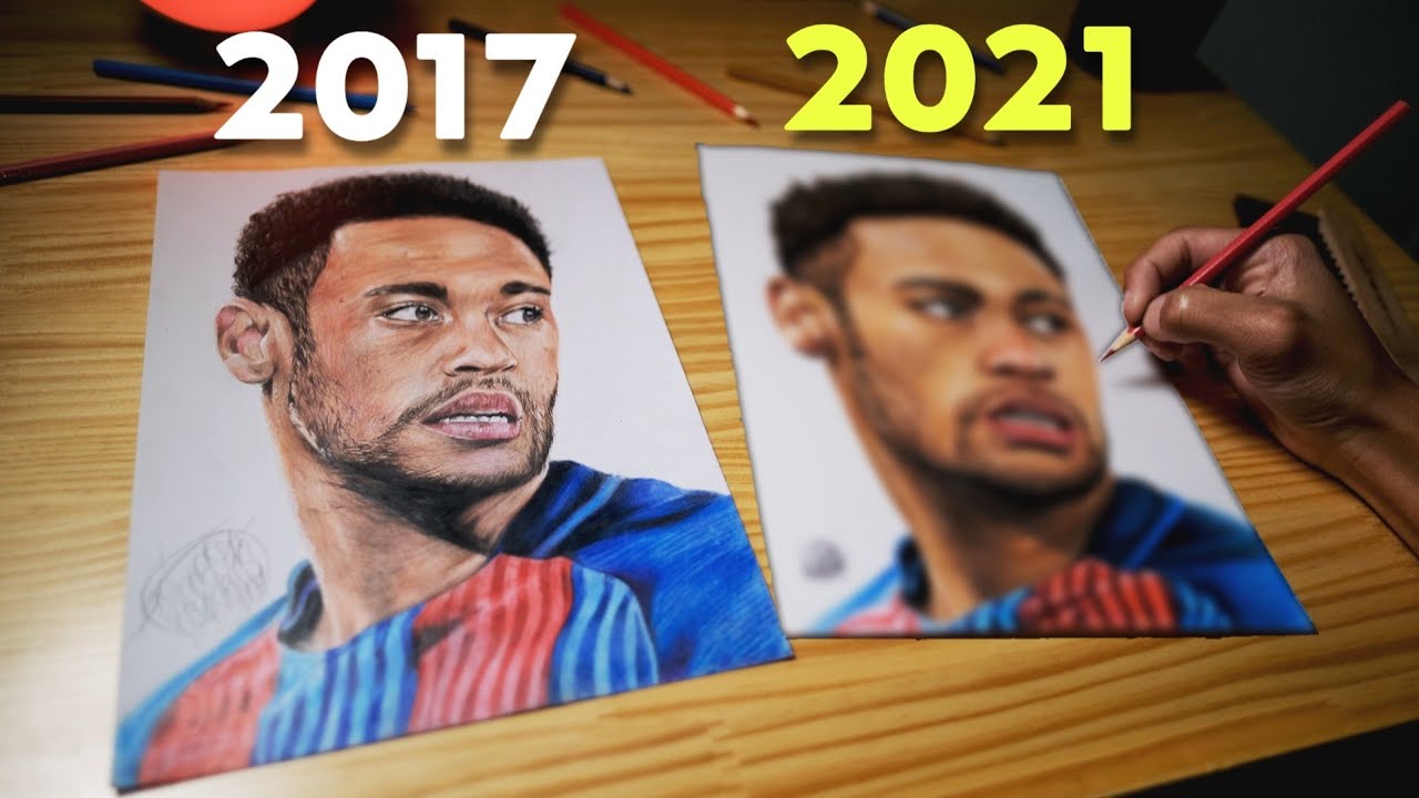 REFAZENDO DESENHOS ANTIGOS COM MATERIAL ESCOLAR - Neymar Jr