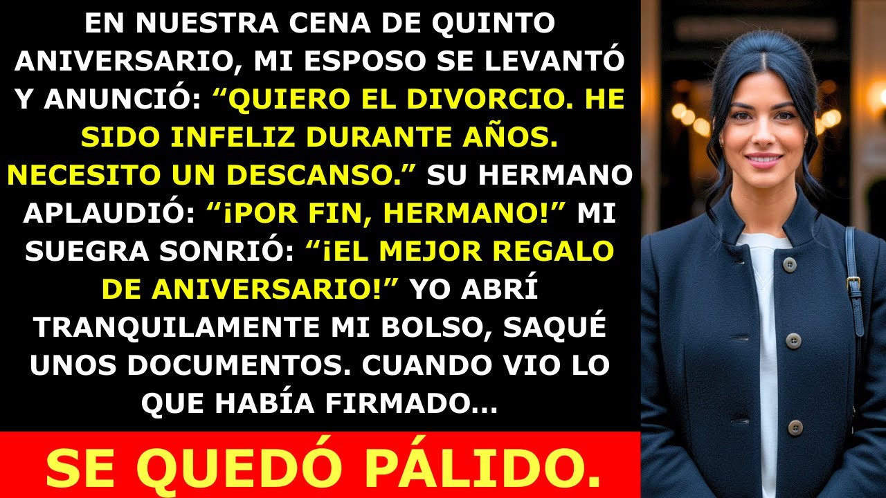 Mi Esposo Dijo “Quiero el Divorcio” en Nuestro Aniversario — Pero Cuando Vio Lo Que Firmé Esa Mañana