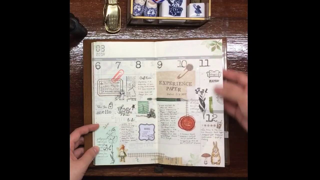 Midori Traveler's Notebook Weekly Journal Insert Flipthrough Sept 2016 to June 2017