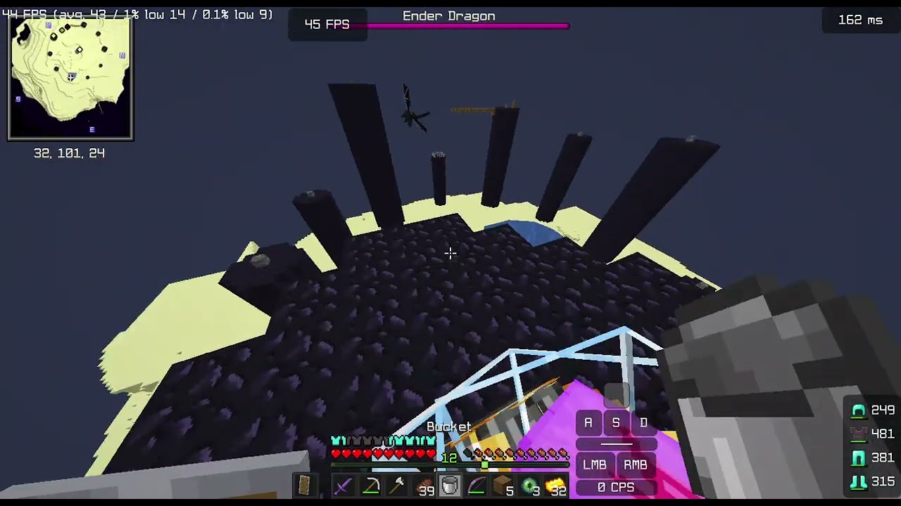 1st time   kiling the  ender dragon and  secretly hacking and using /op