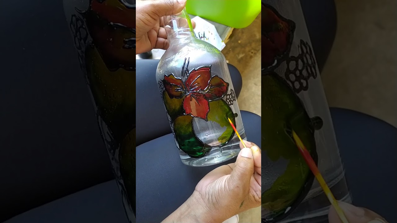 Como hacer botellas en falso vitral-Creaciones Yaely