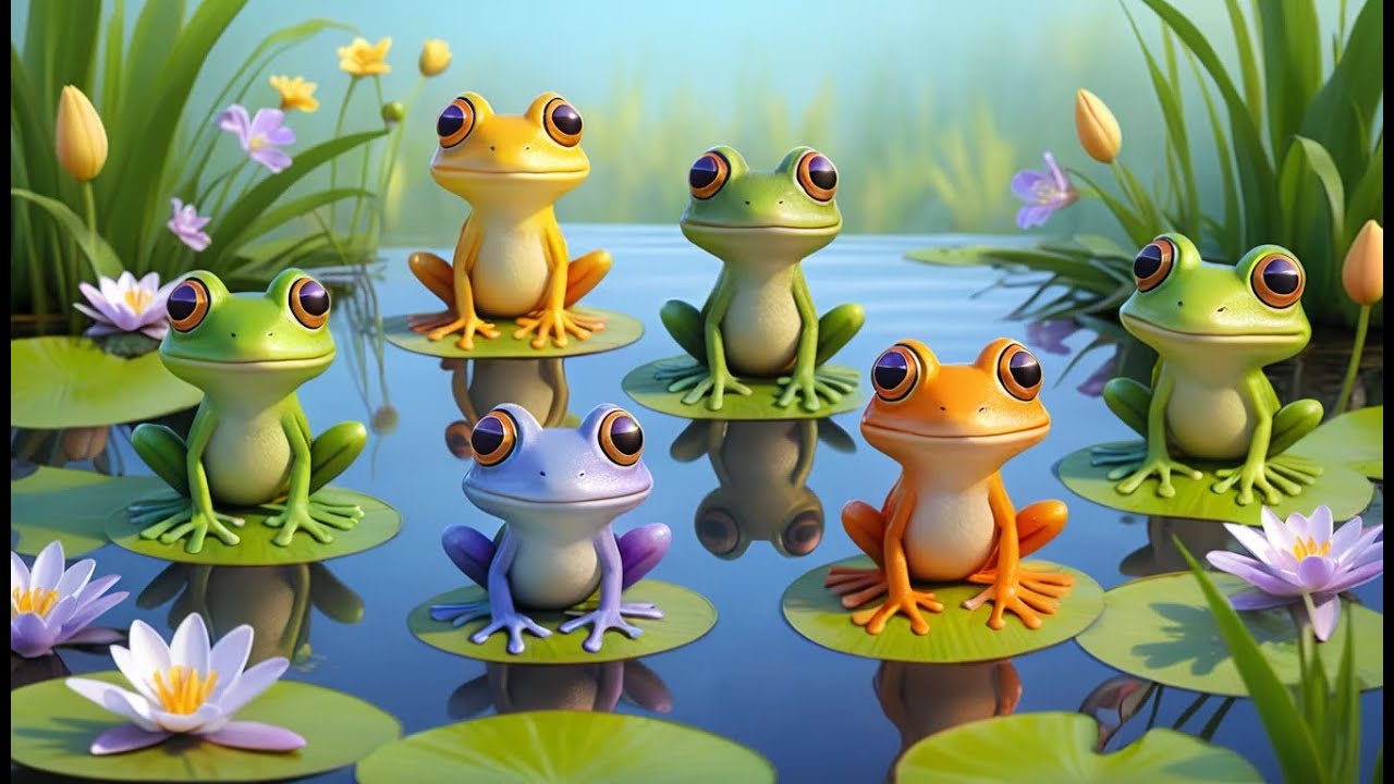 Fünf Babyfrösche hüpfen, hüpfen, hüpfen 🐸 | Lustiges Mitmachlied & Zählen lernen