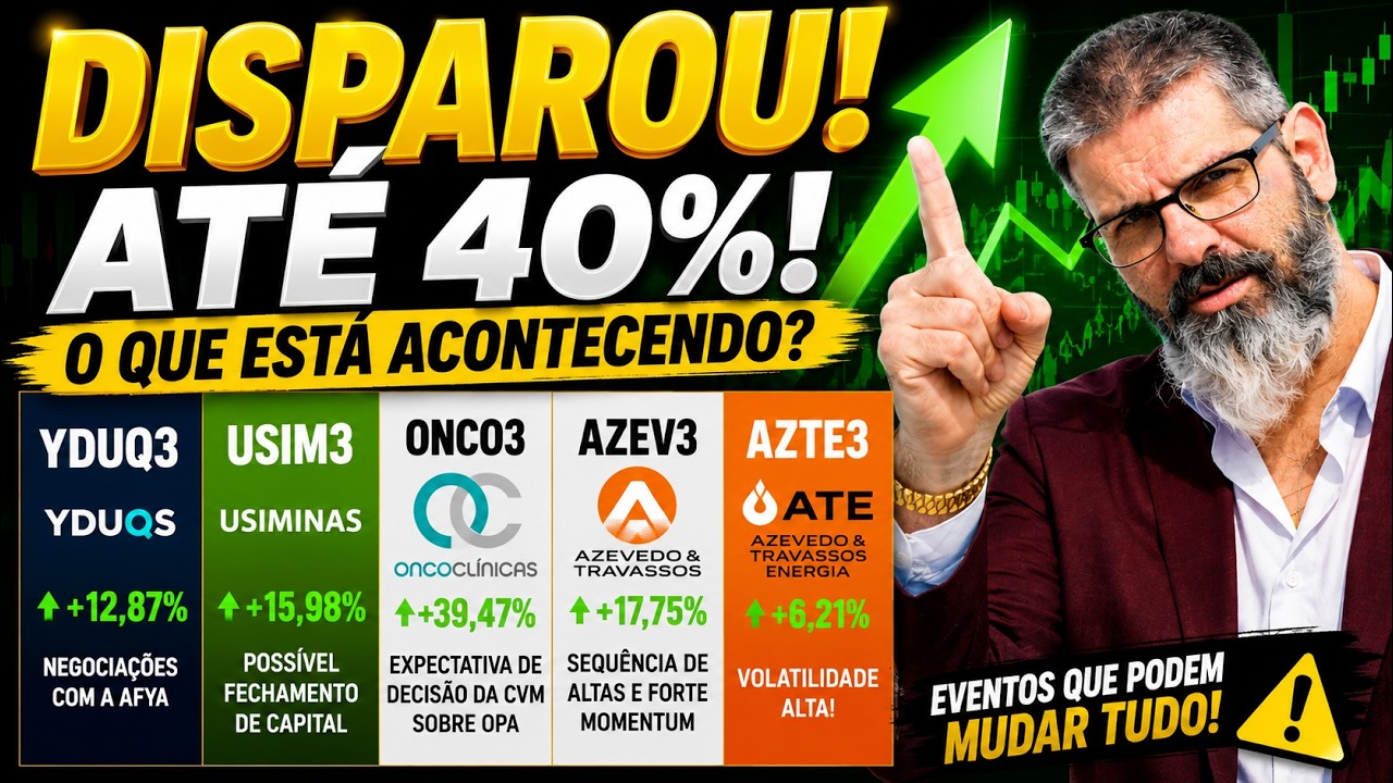 AZEV3 DISPARA 700%! ONCO3 40%! USIMINAS +16% e YDUQ3 +13%: O QUE EST&Aacute; ACONTECENDO?