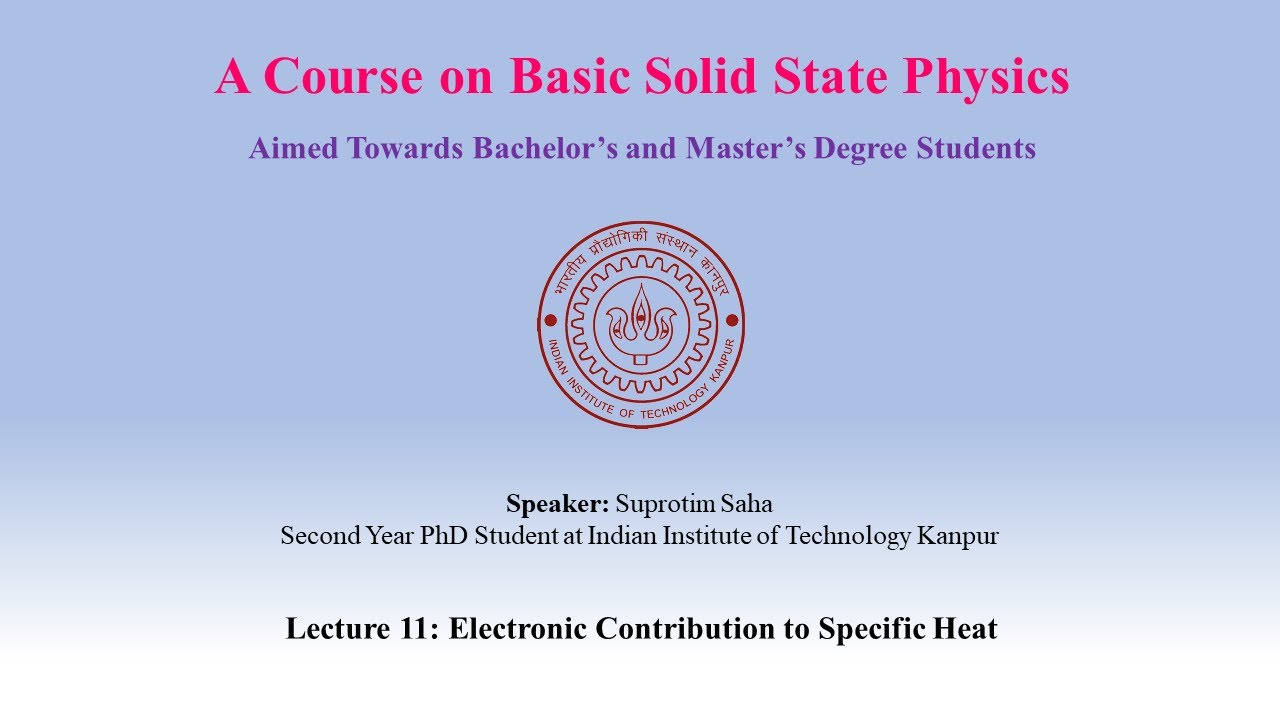 Lecture 11:  Electron Specific Heat Part 1