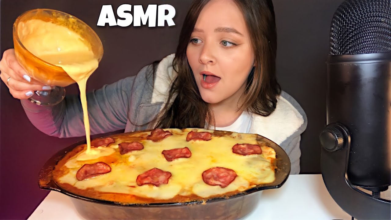 ASMR LASANHA DE PIZZA E MOLHO DE QUEIJO MUKBANG BRASIL (SONS DE MASTIGAÇÃO) | CAMILE ASMR
