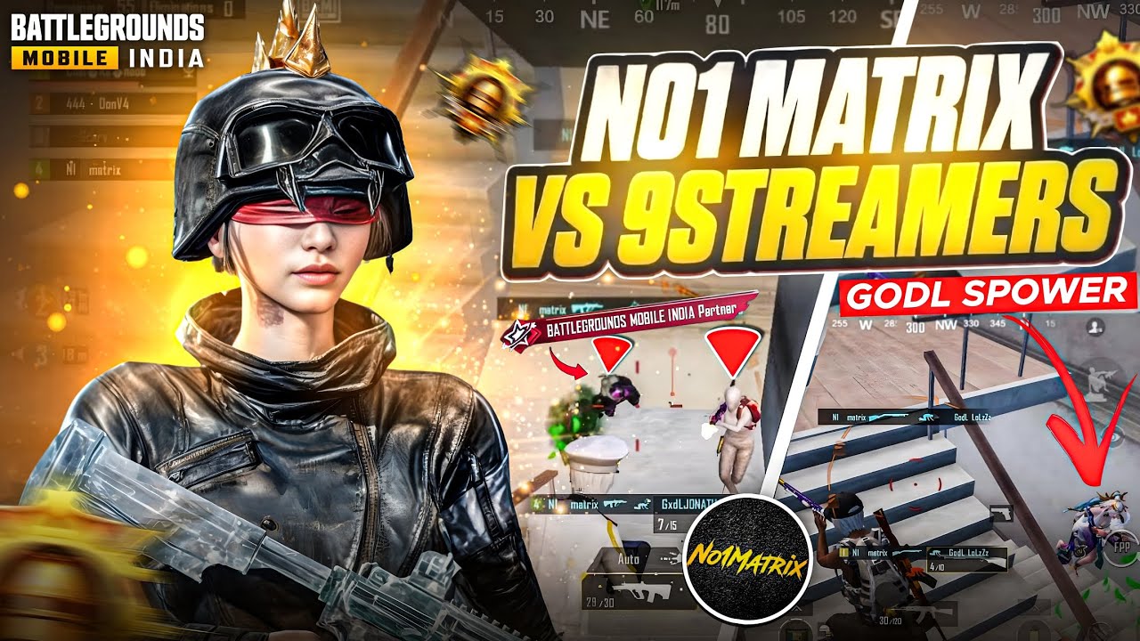NO1MATRIX vs 9 Streamers 🔥 | Jonathan, Spower & LoLzzz Lobby😈 | BGMI”