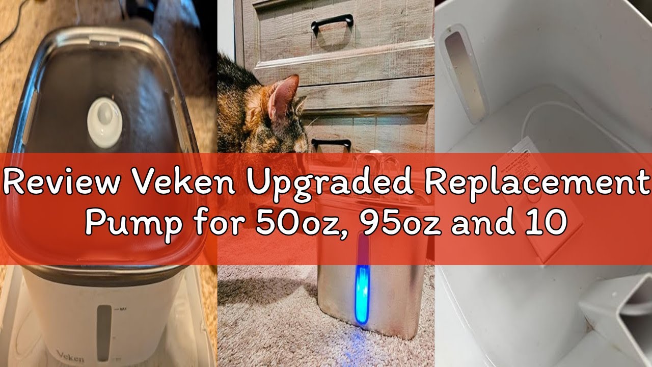 Review Veken Upgraded Replacement Pump for 50oz, 95oz and 108oz Pet Fountain Cat Water Fountain Dog