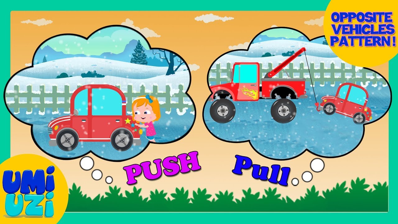 Umi Uzi | Opposite Song | Learn Opposites with Vehicles | Cartoon Car Rhymes | Children's Kids Songs