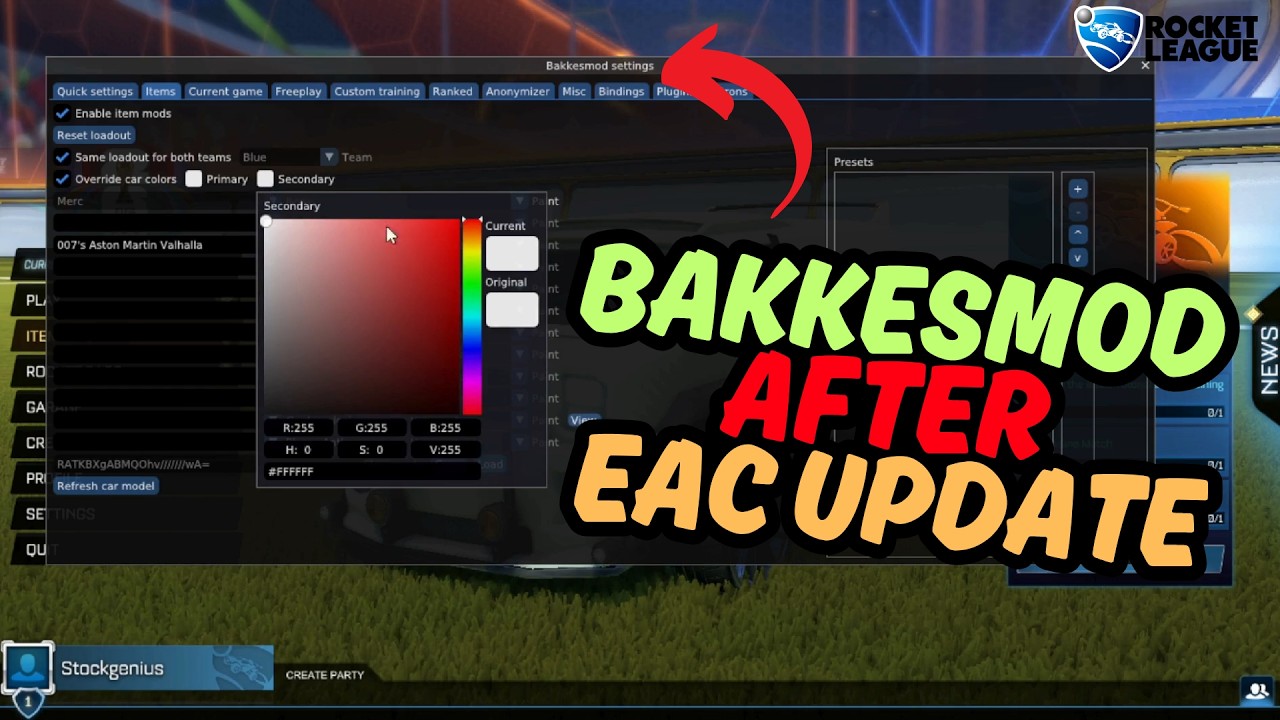 Как установить BakkesMod в Rocket League после обновления EAC