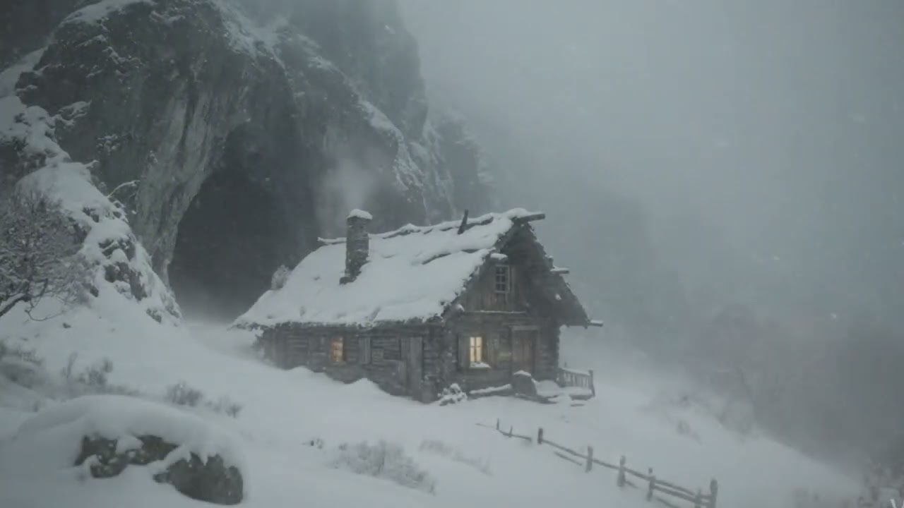 Blizzard Outside, Warm Cabin Inside | Winter Storm Ambience