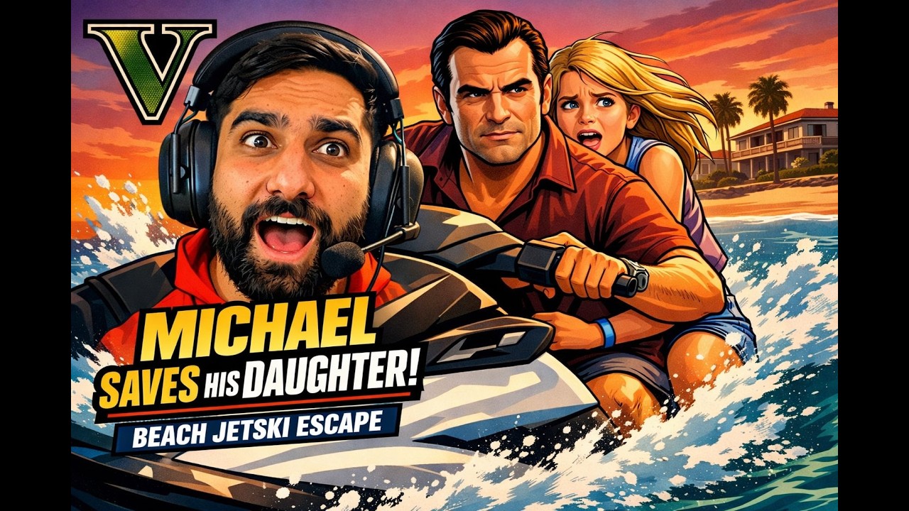 Michael Saves His Daughter on a Jetski! 😱 | GTA 5 Beach Escape #gta5 #hindi #money #storytelling
