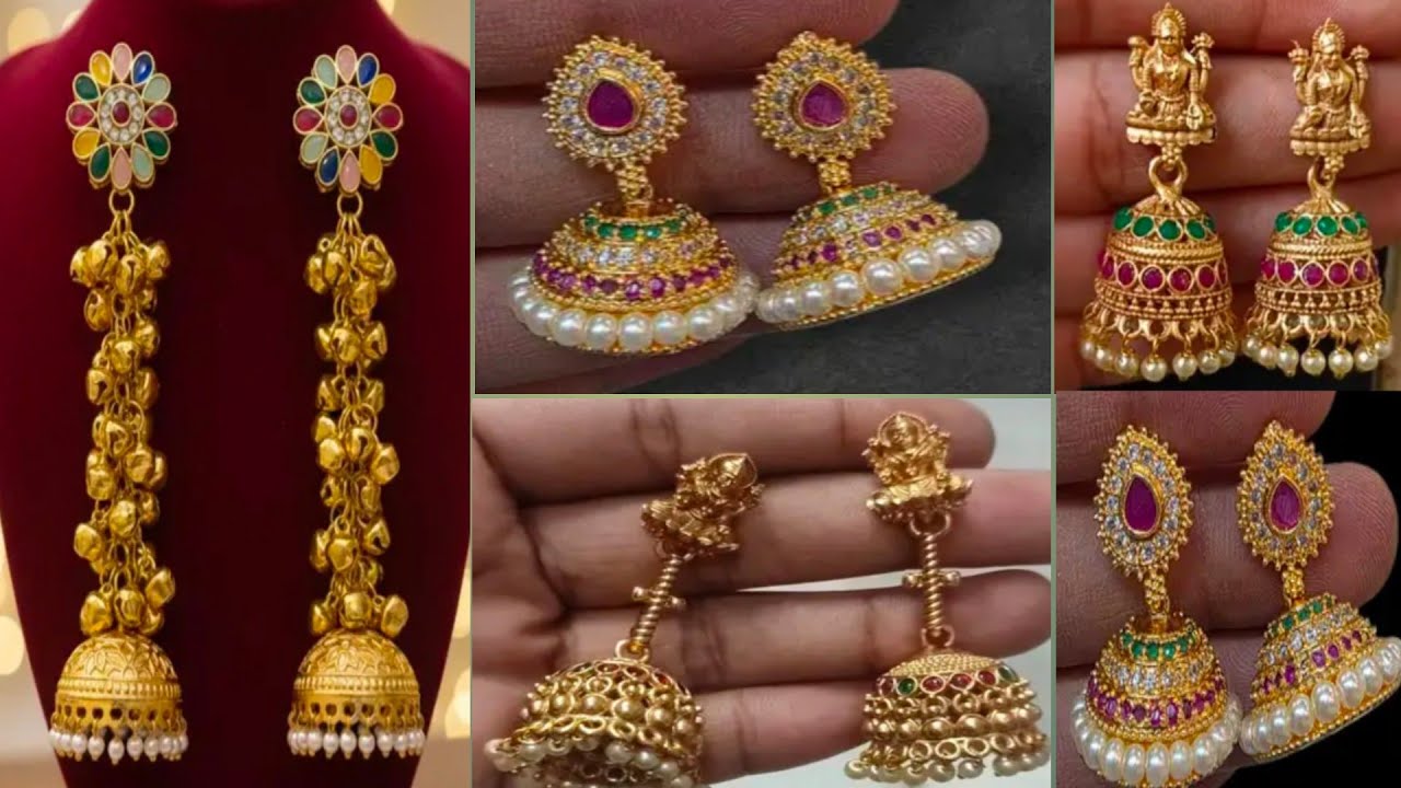 Latest gold plated earrings designs under300/-😱meesho jewellery haul/stud jhumka earrings#jewellery 