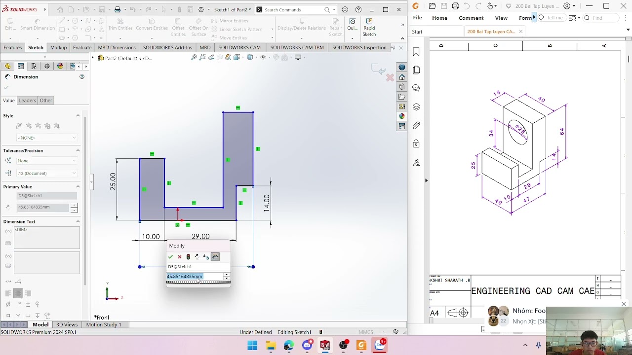 Thực hành SolidWorks bộ 200 bài - Bài 2