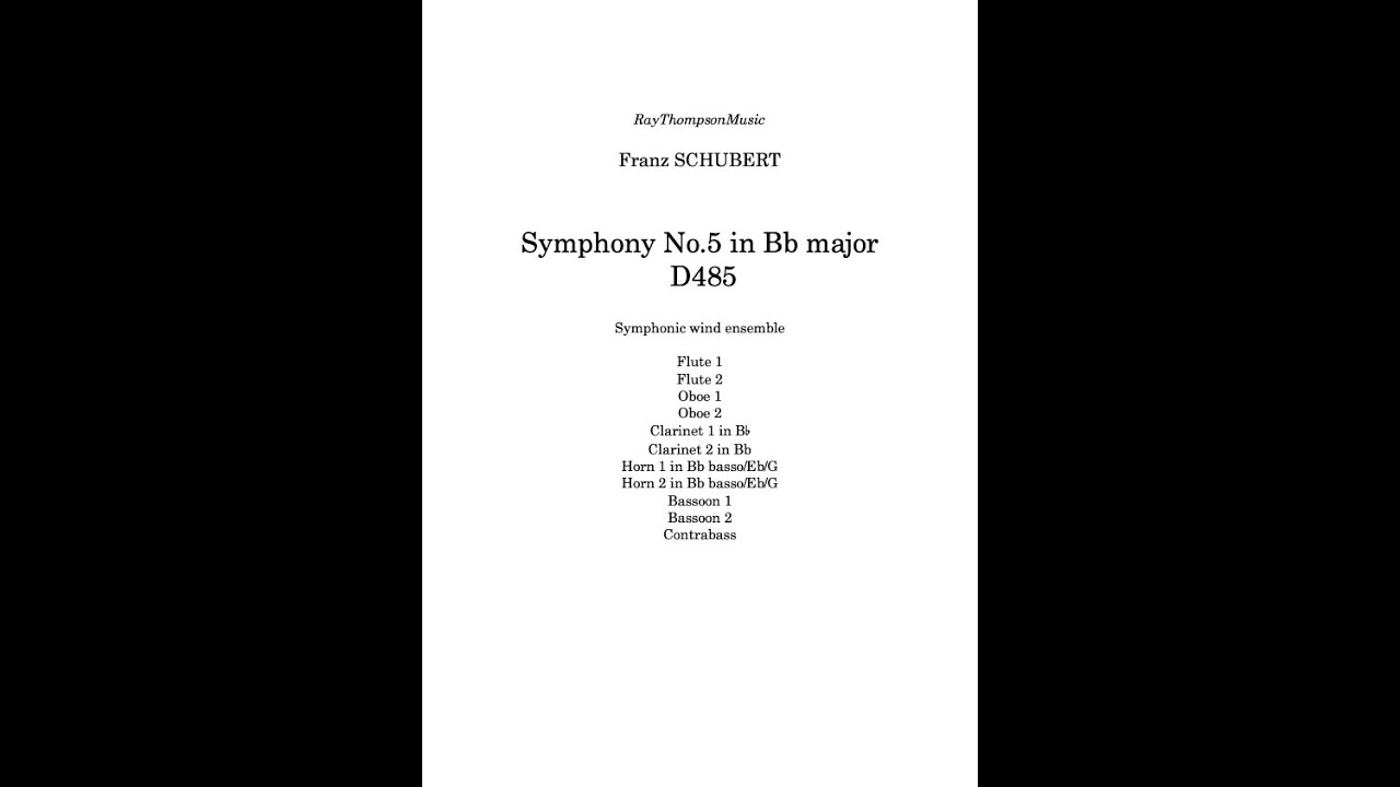 Franz Schubert: Symphony No 5 in Bb major D485  arranged wind dectet/bass