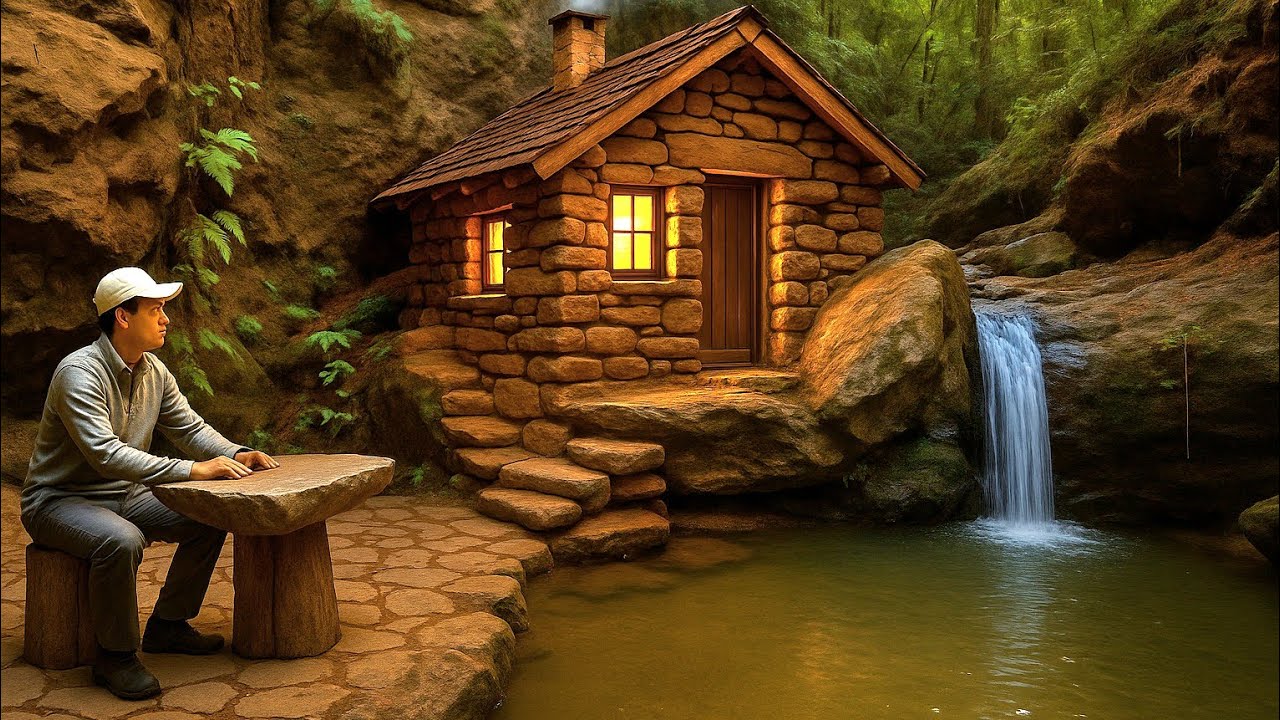 Part 2: building a stone shelter, swimming pool, stone mortar, stone table, paving the yard