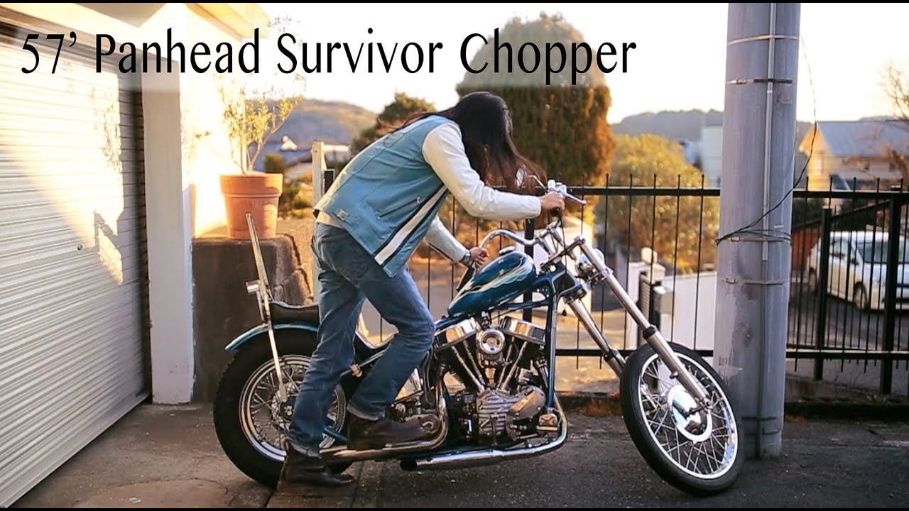 57' Panhead survivor chopper kickstart -Harley Davidson-