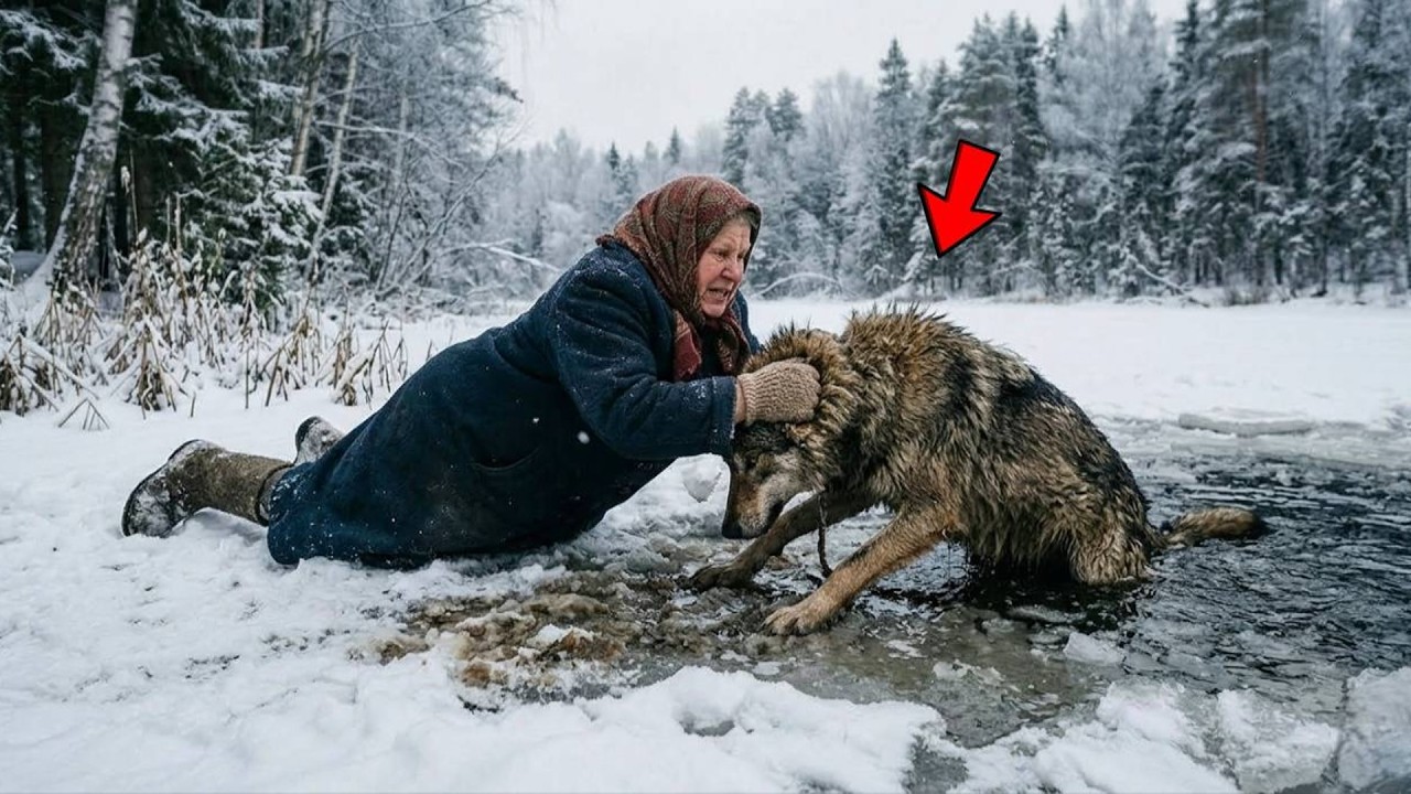 Staruszka wyciągnęła wilka z przerębla. Zwierzę uciekło, ale wr&oacute;ciło w nocy z wdzięcznością!