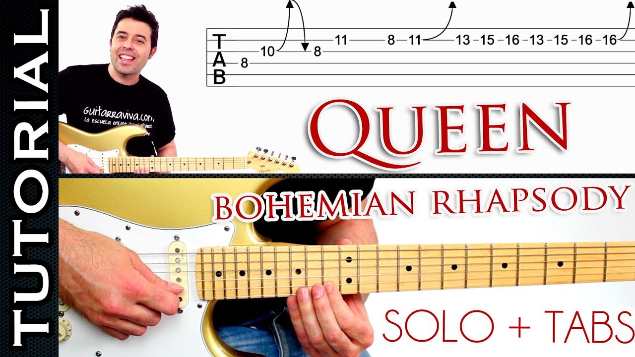 Como tocar Bohemian Rhapsody de QUEEN en guitarra SOLO tutorial