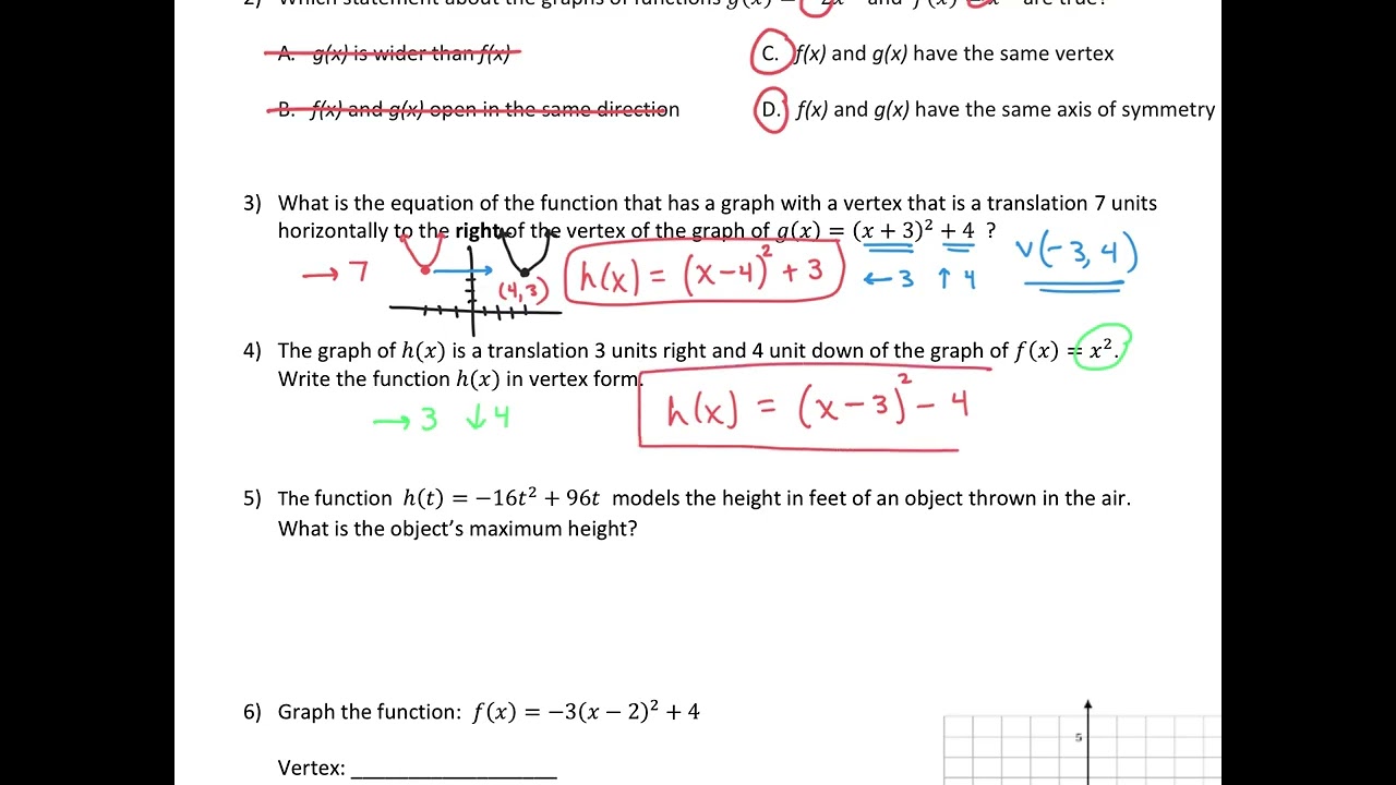 Algebra Topic 8 Ticket to Retake (#1-6)