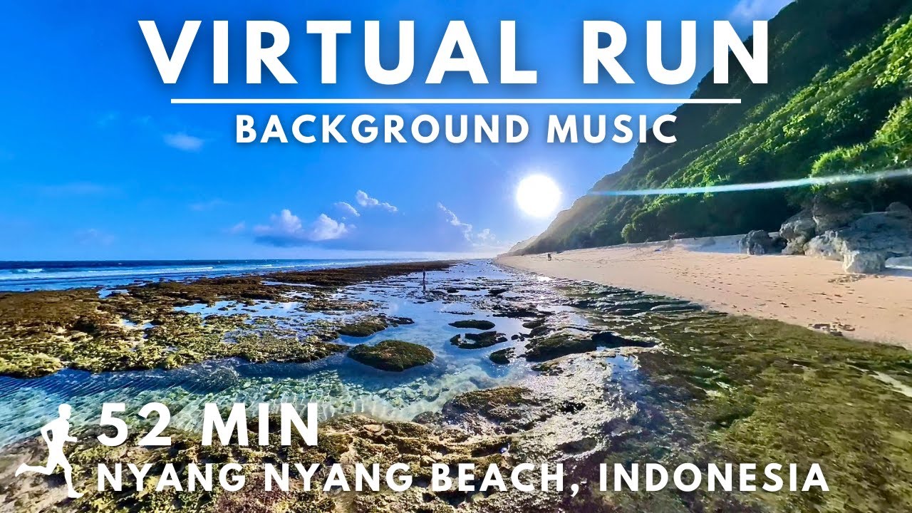 Virtual Running Video For Treadmill With Music on Nyang Nyang Beach #Bali #Indonesia #virtualrun