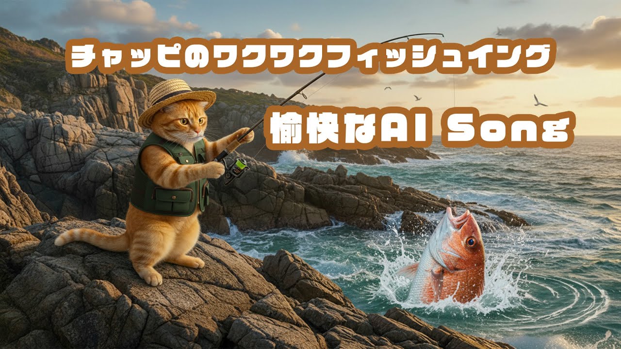 【オリジナルAI楽曲】釣りが趣味の猫「チャッピ」のわくわくフィッシングソングMV