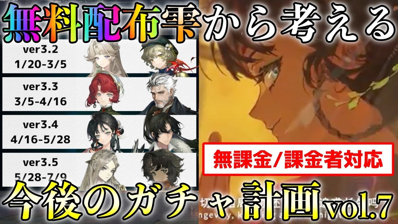 【リバース1999】ver3.2-3.5全網羅！雨の雫・モノロー配布数から考える今後のガチャ計画vol.7（無課金/課金者対応）