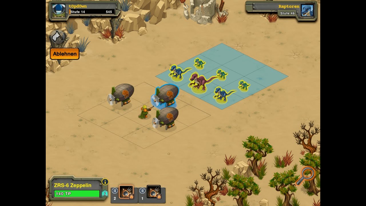 Beat Level 46 Raptors on Level 14 in Battle Nations on Friends Outpost