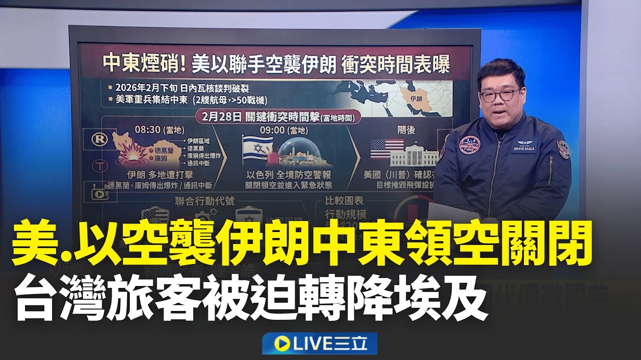 美.以空襲伊朗中東領空關閉 台旅客被迫轉降埃及  地緣政治風險瞬間升溫 週一台股恐動盪?!│新聞一把抓20260301│三立新聞台