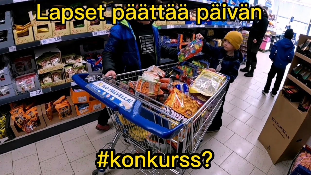Lapset päättää päivän. Frisbeegolf ja Lapset päättää kauppaostokset😱