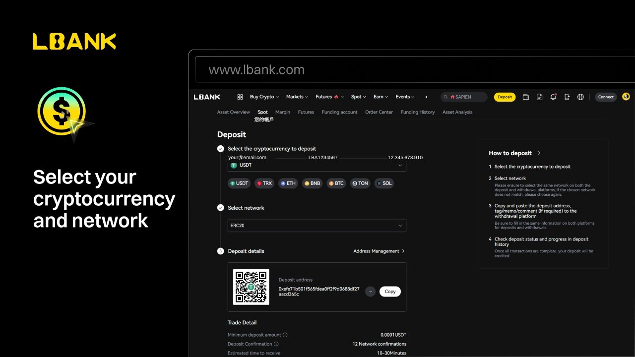 How to Deposit Crypto on LBank (Web)