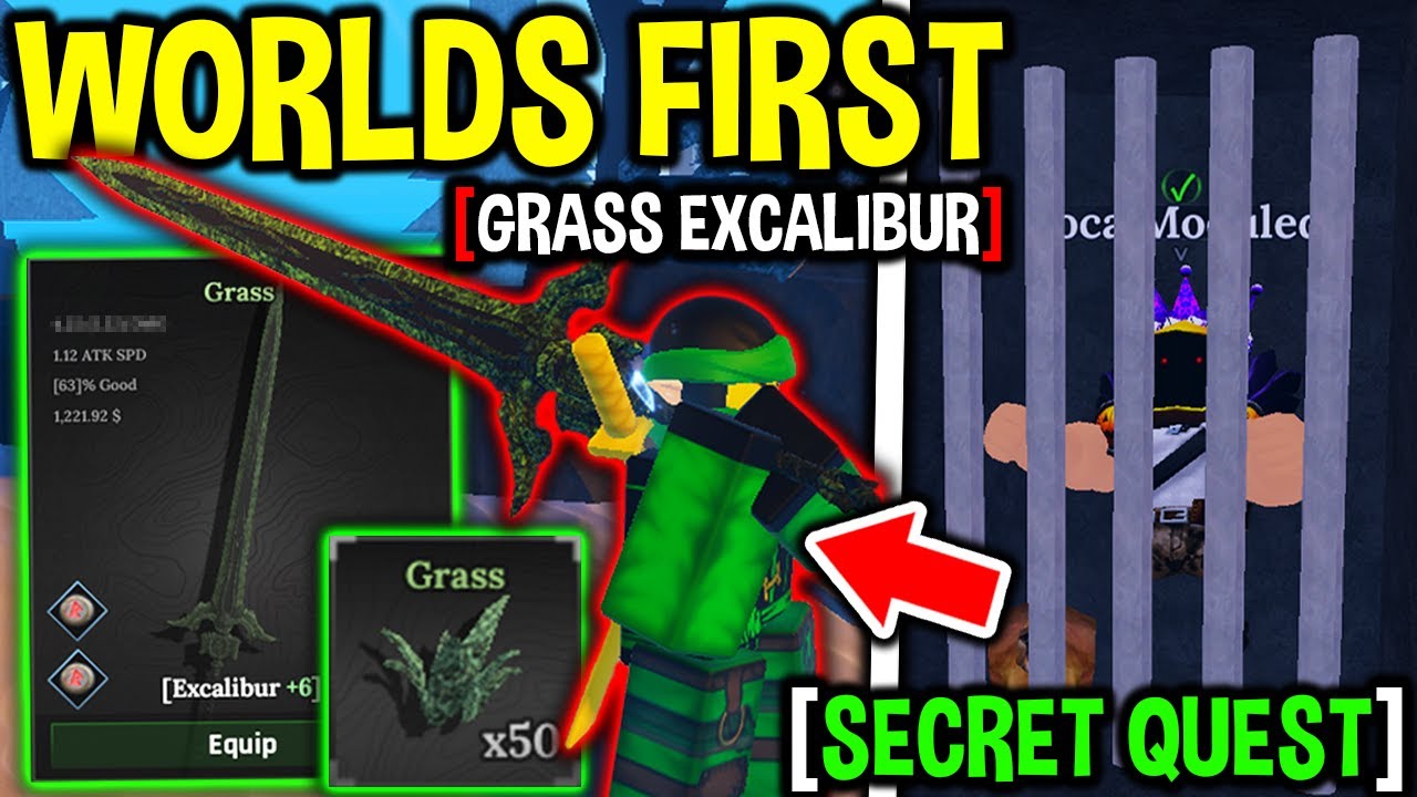 SECRET QUEST For GRASS EXCALIBUR SWORD in The Forge Roblox