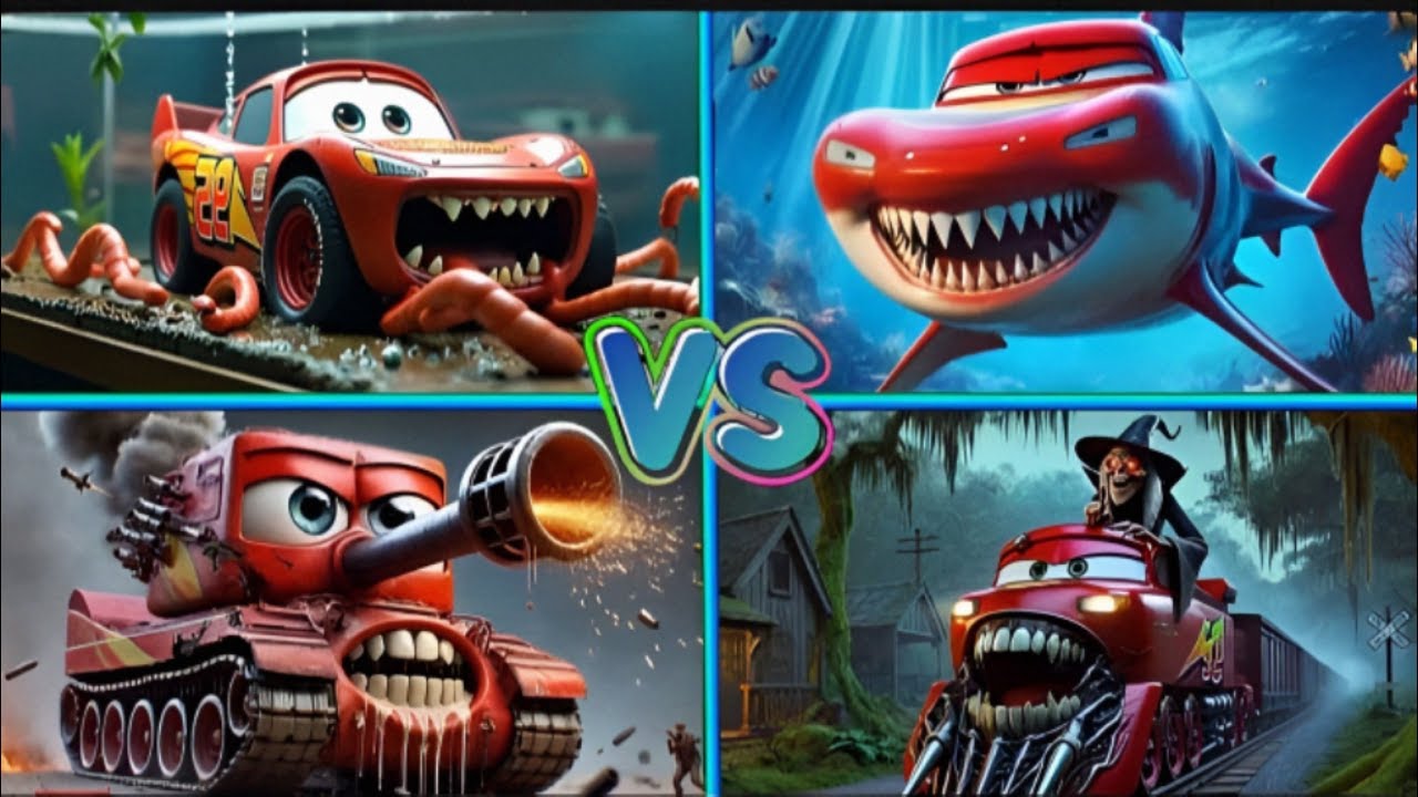 McQueen Worm🆚McQueen Shark Monster🆚McQueen Tank🆚McQueen Train Eater  Tiles Hop EDM Rush 🎶
