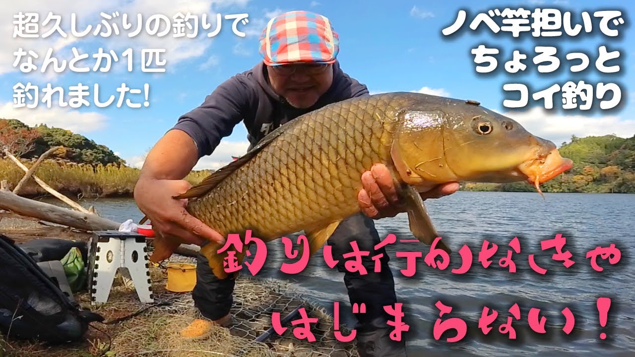 【のべ竿担いで】超久しぶりになんとか１匹！ in 亀山湖【ちょろっとコイ釣り】
