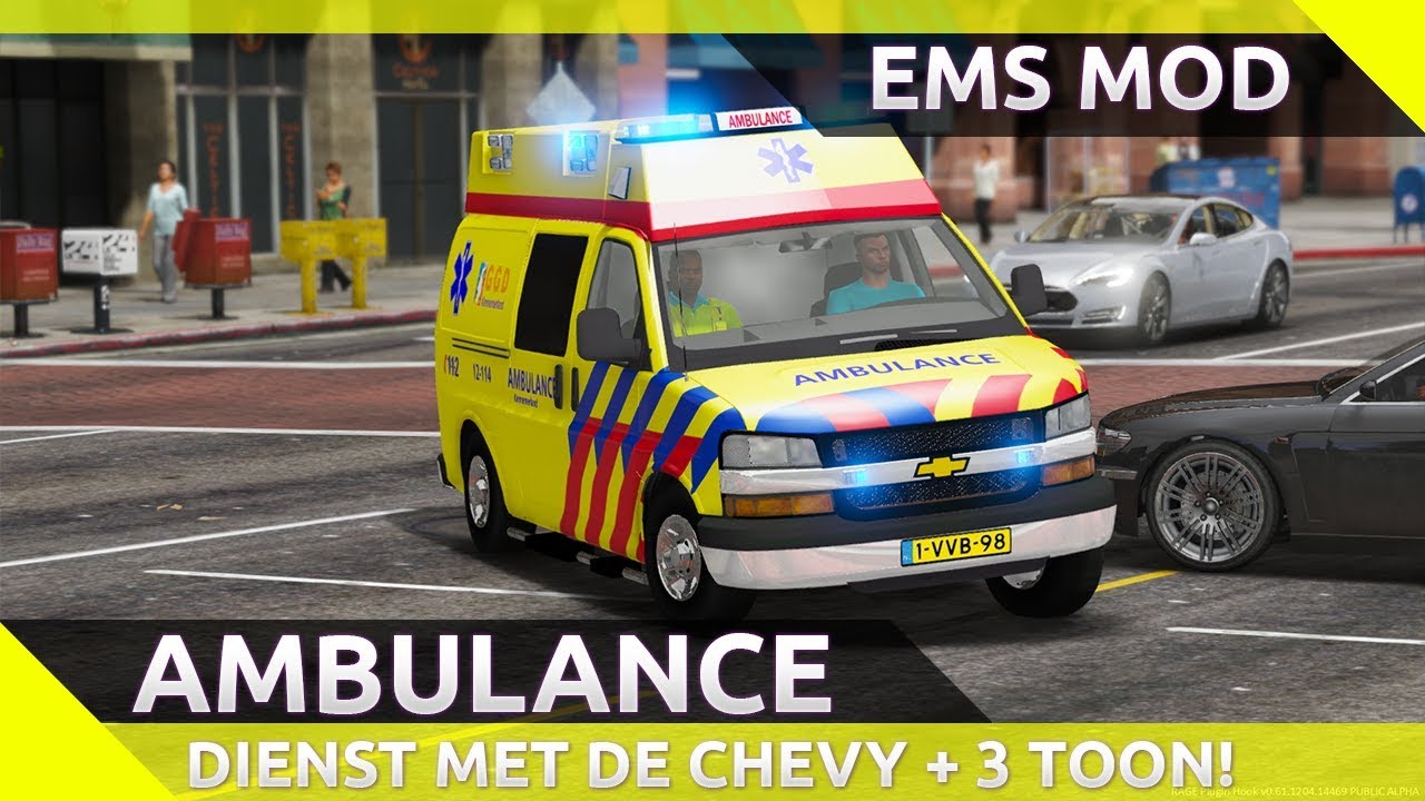GTA 5 AMBULANCE EMS MOD - chevy ambulance met 3 toon!