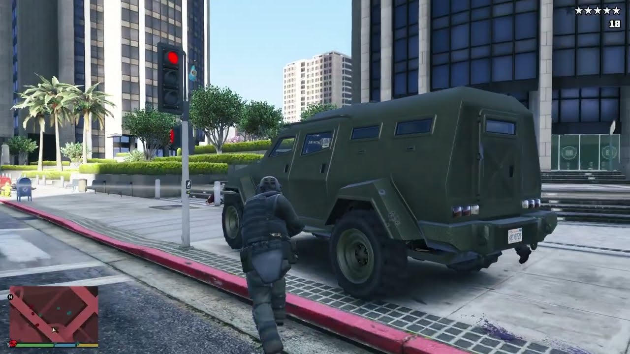 GTA V: Michael, Franklin, Trevor 10 Star Cop Massacre At FIB Buiding + Escape #27