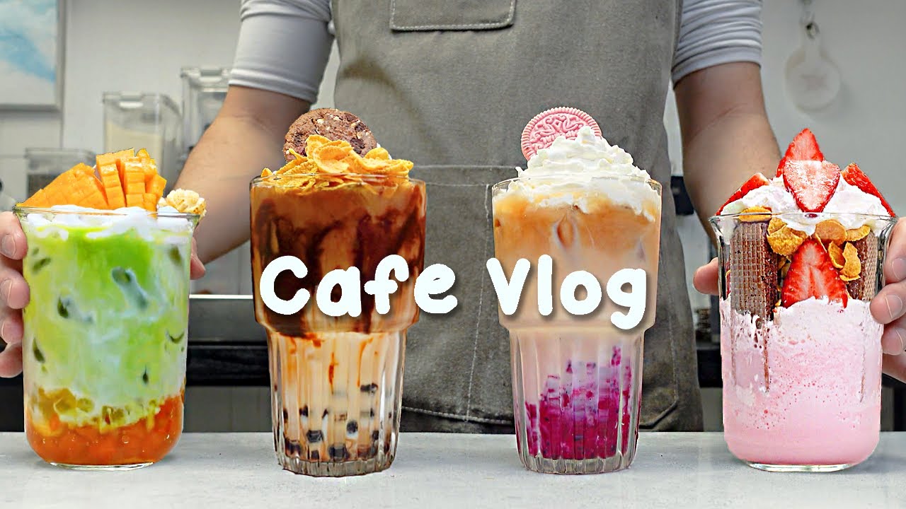 ☕용과 커피 라떼 | 이색적인 카페 음료🥤지치고 힘들 땐 음료 ASMR로 힐링해요/카페브이로그/Cafe Vlog/ASMR/Tasty Coffee