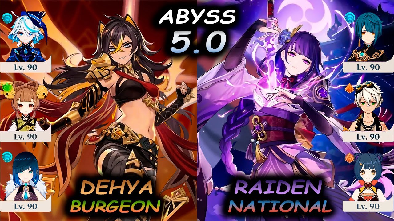 C2 Dehya Burgeon & C3 Raiden National | Spiral Abyss 5.0 | Genshin Impact | 4K