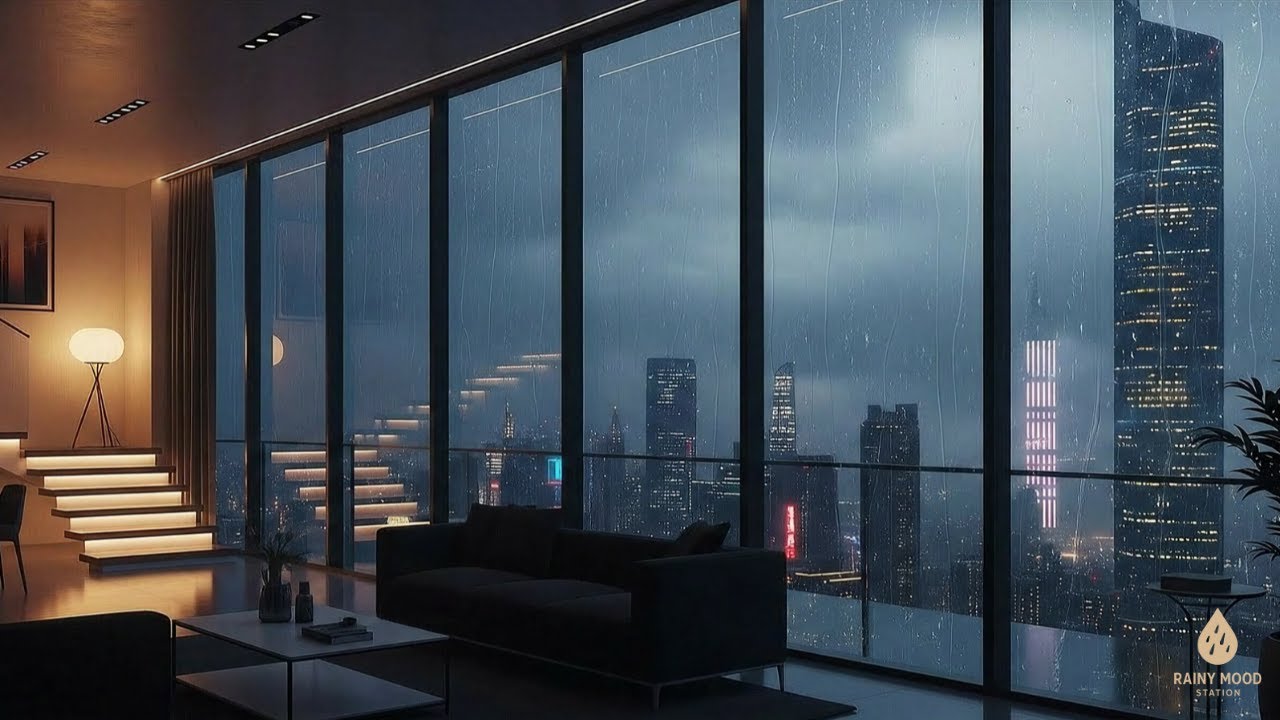 🎵 Lo-Fi Rainy Night in a Modern Penthouse | City Lights & Relaxing Ambience