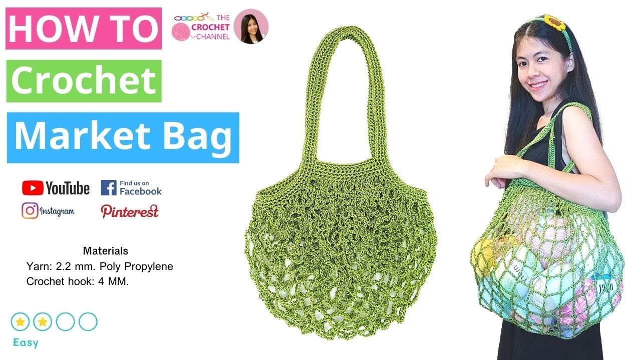 Super Easy How To Crochet A French Market Bag, Market Bag, Net Bag, Beginner Friendly, Free Pattern