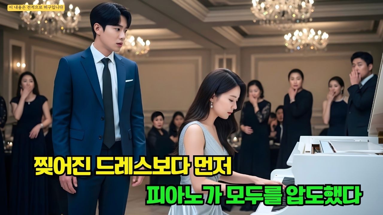 상류층 파티에서 아내의 드레스를 망쳐 망신 주려던 순간, 그녀는 치마를 찢고 무대에 올랐다. 건반 위에 손을 얹자 회장은 숨을 삼켰다.