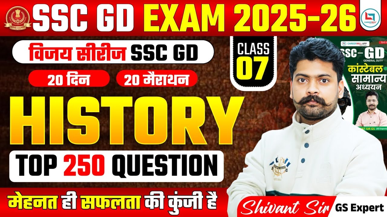 SSC GD 2025-26 History One Shot | Top 250 MCQ | Class 07 | Shivant Sir #sscgd #shivantsir #ssc2026
