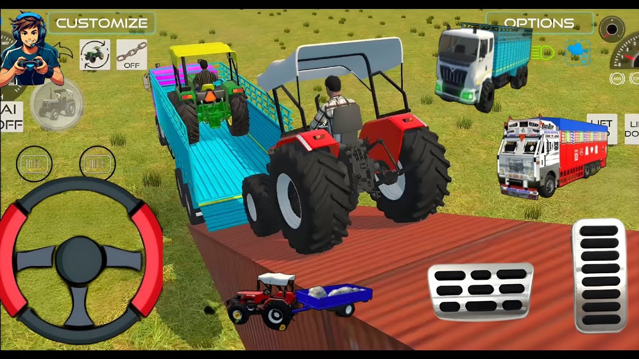 Drive two 4x4 tractor and truck in game 🎮 #tractor #jcb #truck 