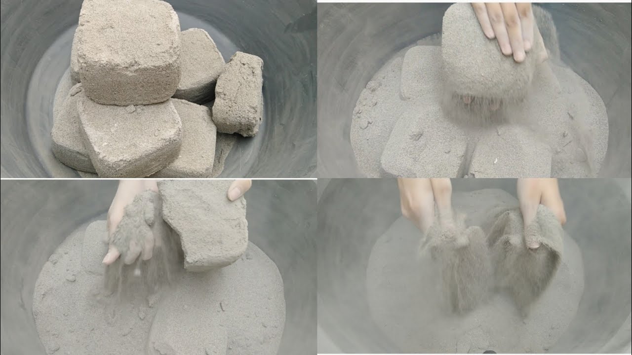 Asmr Super soft sand cement rubbing+crumbles and dusty sand play
