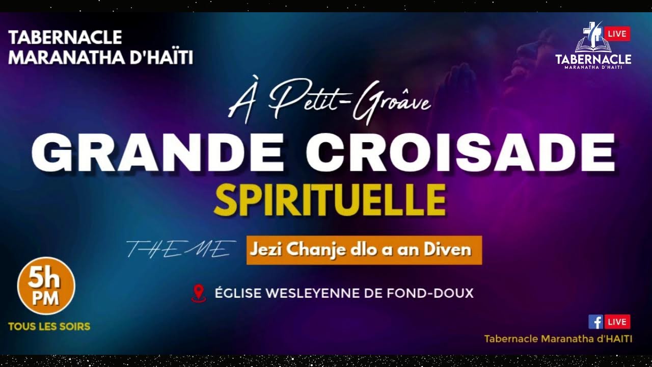 Grande croisade spirituelle  Théme: Jezi chanje dlo a an diven  Jan 2: 1,12