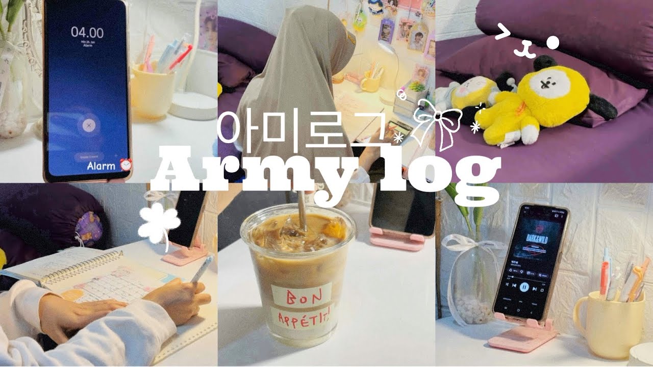 아미로그 | Armylog ~ 4.00 am morning productive, studying, coffee , morning prayer ☕️ ✿ ⋆ 🧺 ˖ 