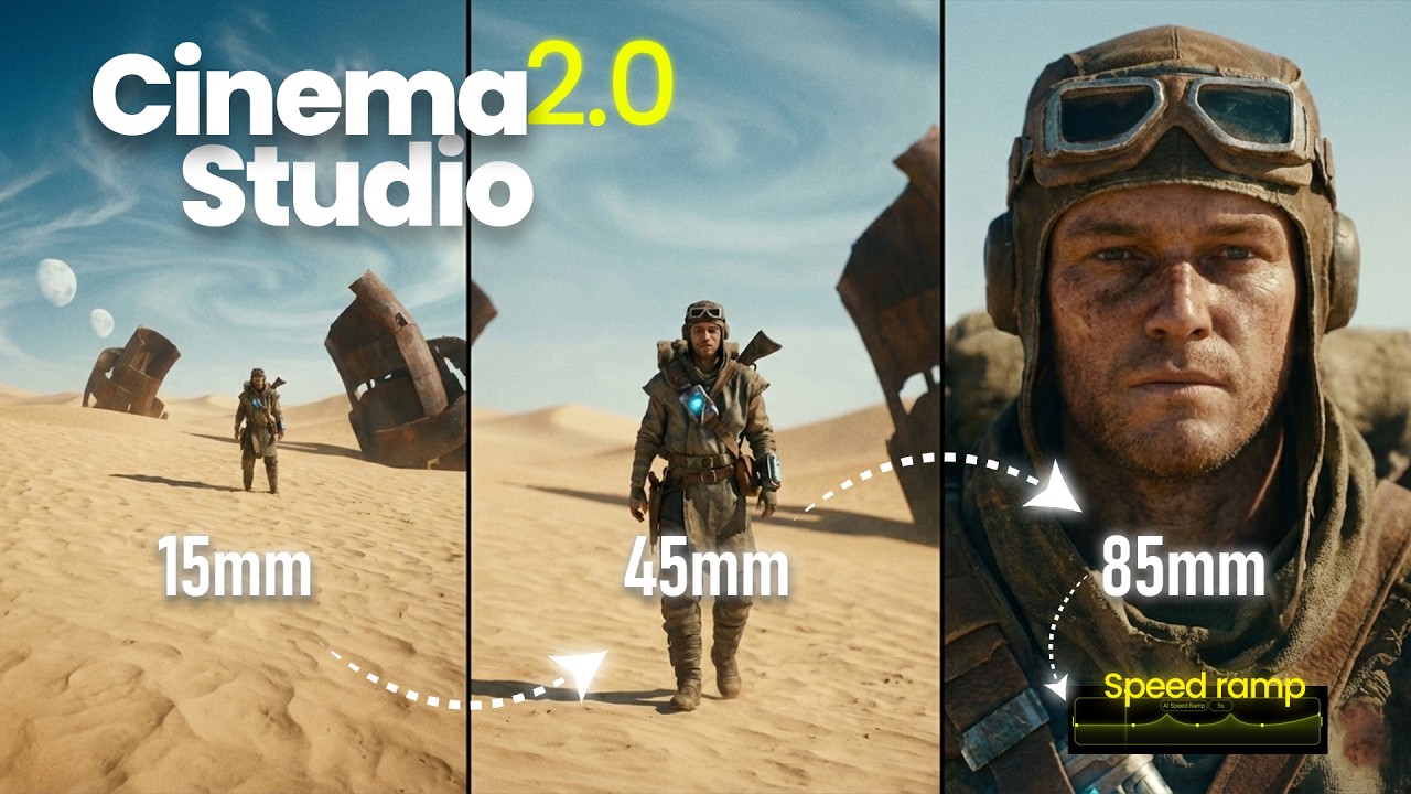Cinema Studio 2.0 JUST LEVELED UP AI Video | Lens Selection, Speed Ramp Presets, 3D Space & more